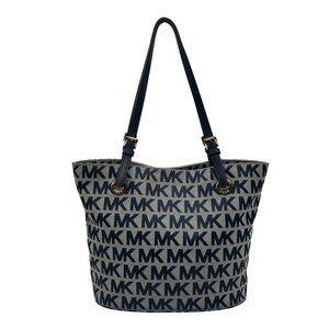 Michael Kors Blue Monogram Canvas Jet Set Tote Bag